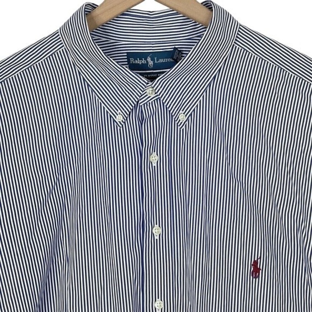 Ralph Lauren Shirt Mens 3XB Classic Fit Vertical Stripe Button Down Coastal Blue